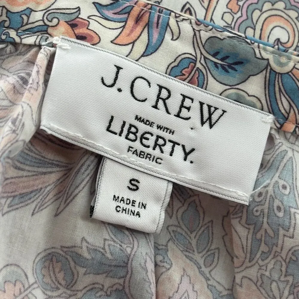 J. Crew x Liberty London Faraway Plum Floral Cotton Voile Button Front Top